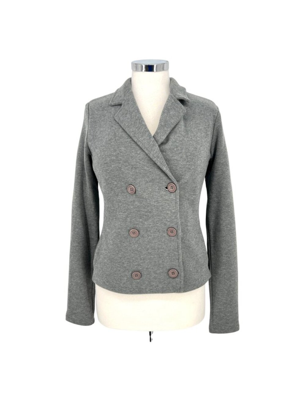 James Perse Brushed Jersey Double Breasted Blazer Minimalist Gray Size Medium 2